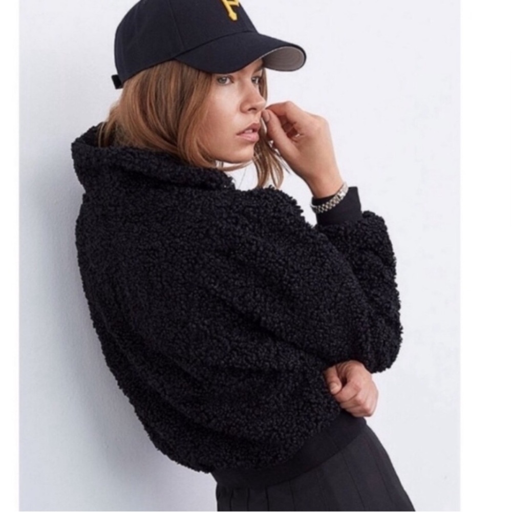 For Love& Lemons Sherpa Cropped Women’s Pull over Jacket.3/4 zipper Warm…